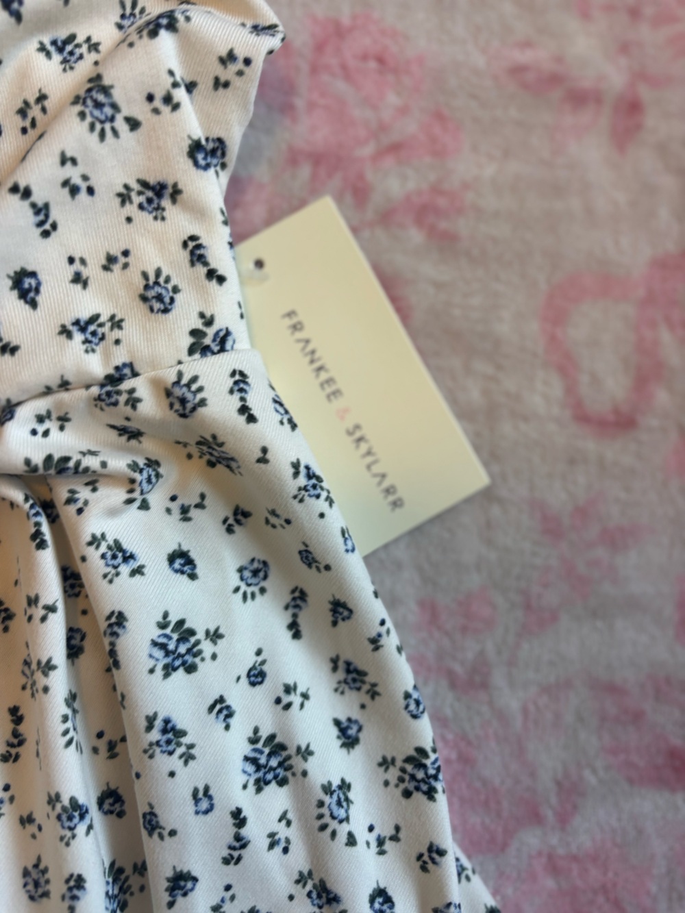 Frankee & Skylarr white & blue floral babydoll top - Picture 3 of 3